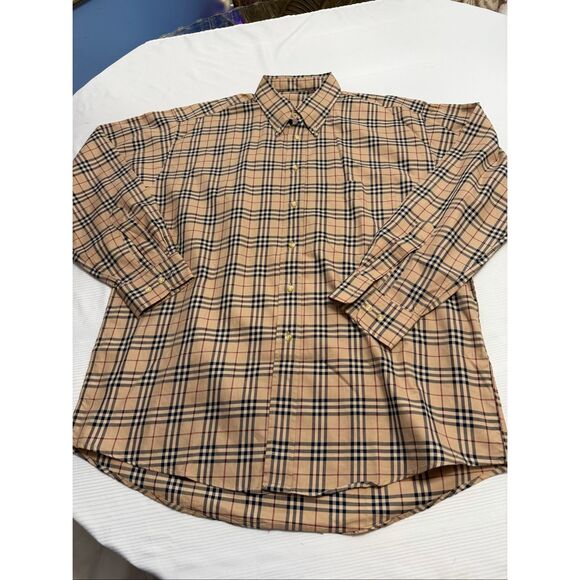 Burberry London Nova Check Men’s Plaid Long Sleeve Button Down Shirt Size Large - Picture 1 of 9